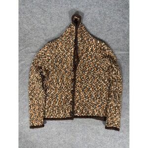 Alexandra Bartlett Petite Cardigan Sweater PXL Brown Orange Chunky Knit Shawl